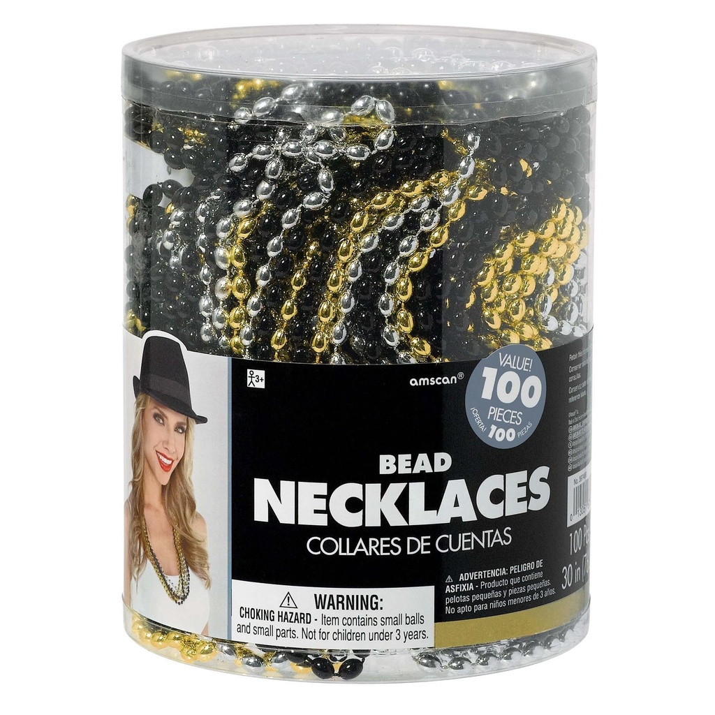 Bead Necklace - Black, Silver, Gold New Year