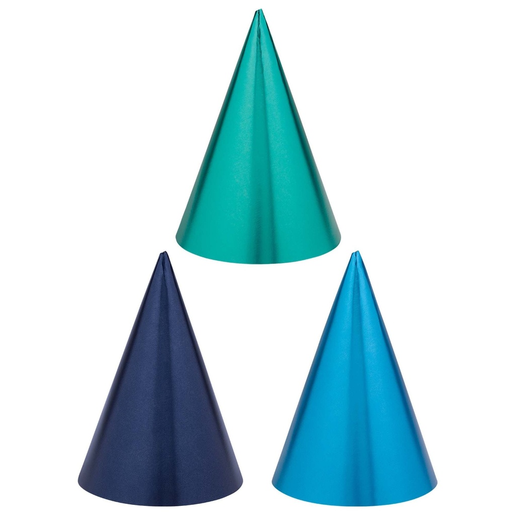 Birthday Blues Cone Hats 7 Inches 12/pk