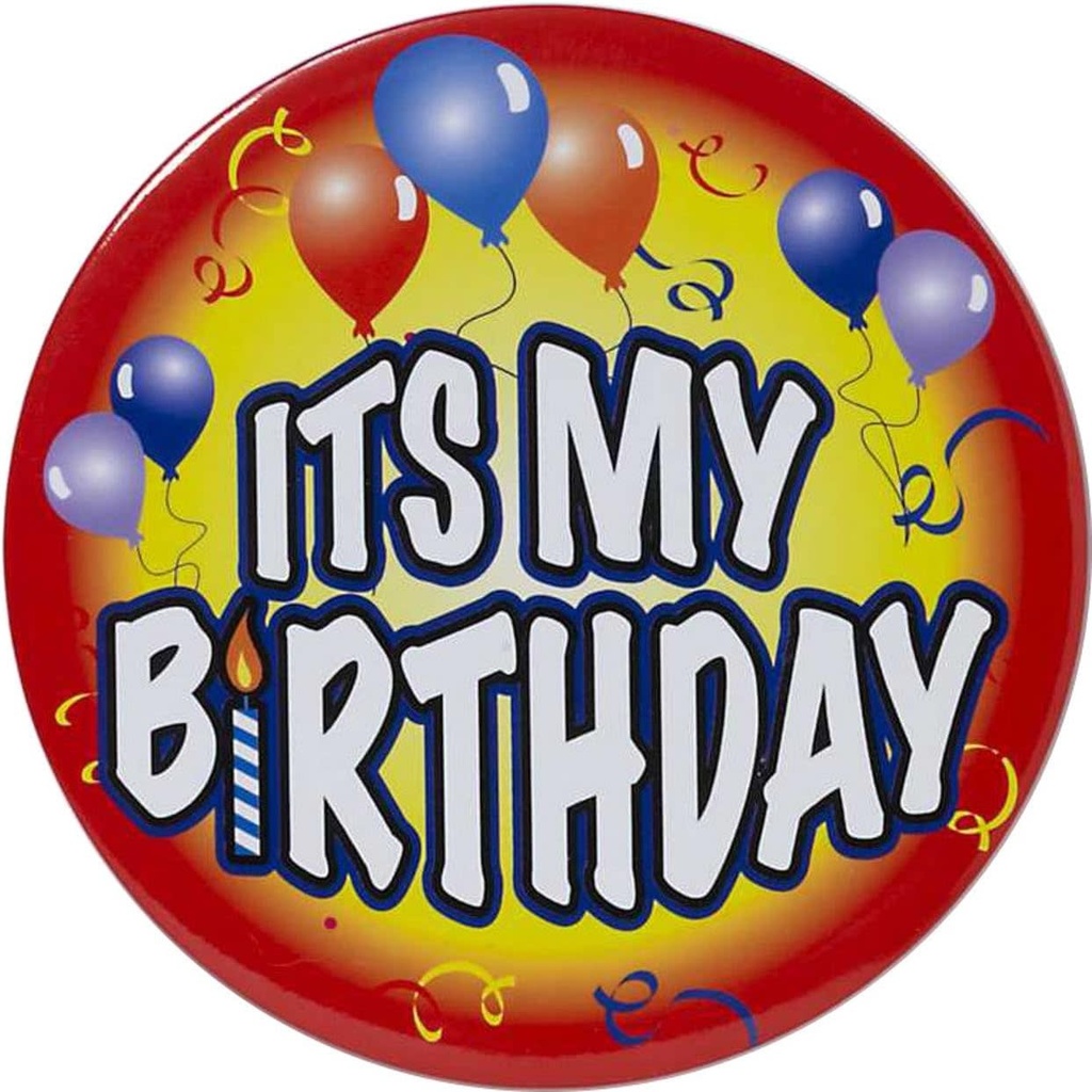 Birthday Jumbo Button Pin My Bday Red