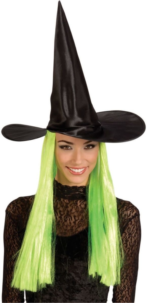 Satin Witch Hat With Hair
