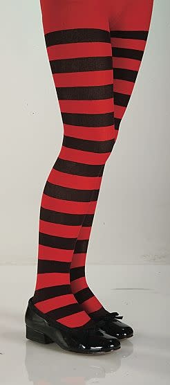 Black And Red Striped Child Tights