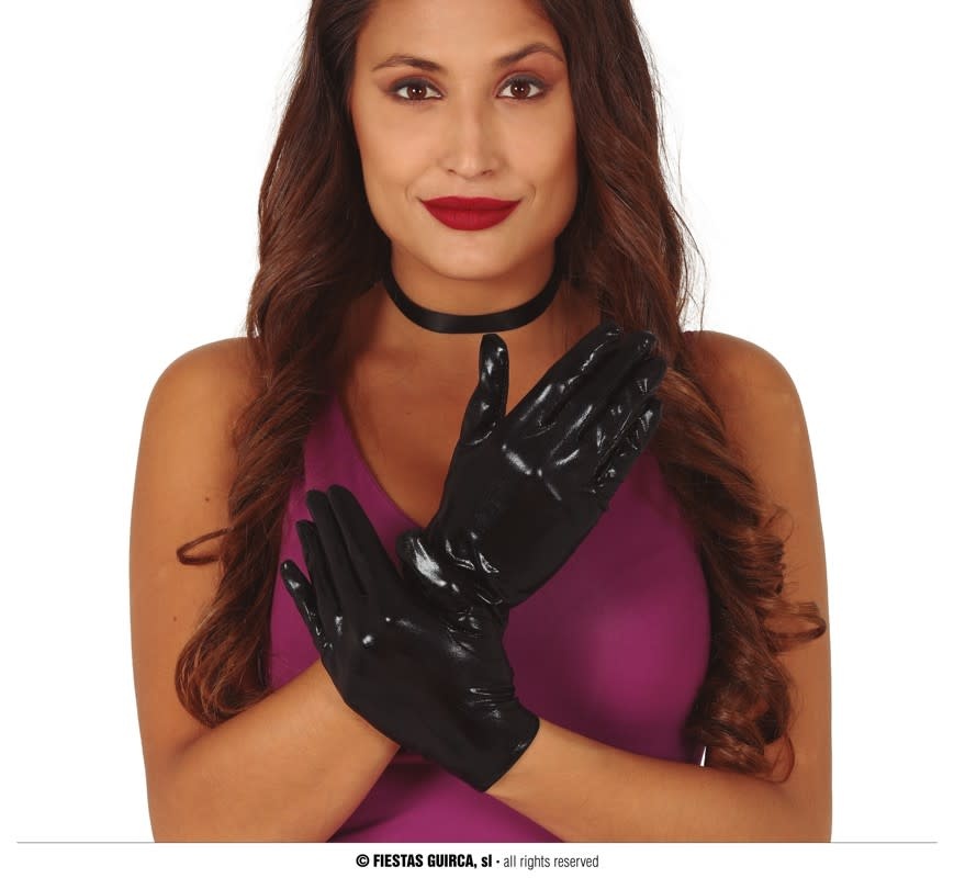Black Metallic Gloves 22 Cm