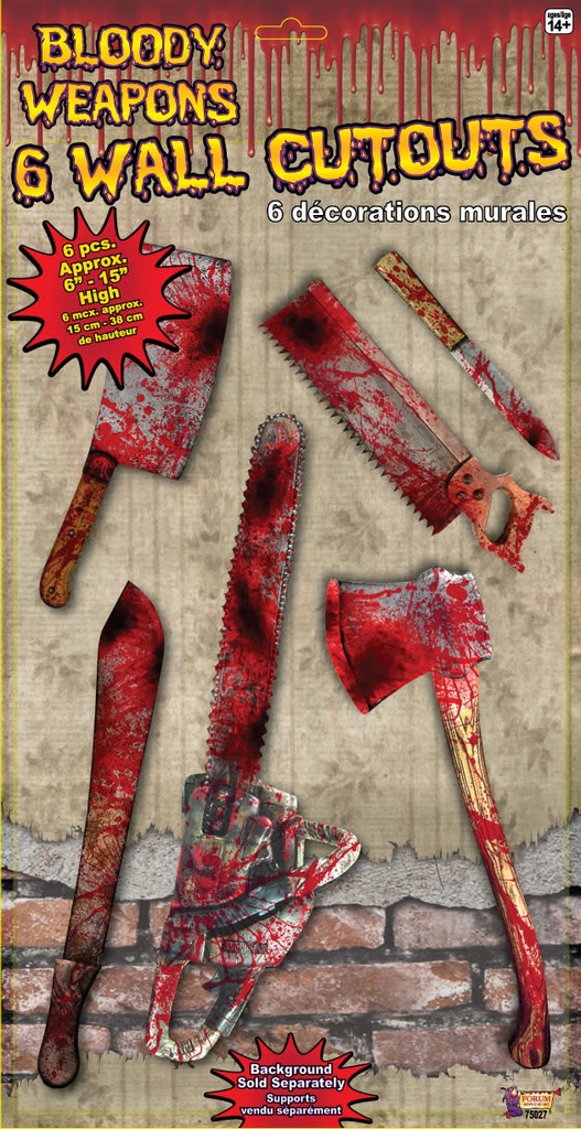Bloody Weapon Cutout Set 6/pk Halloween