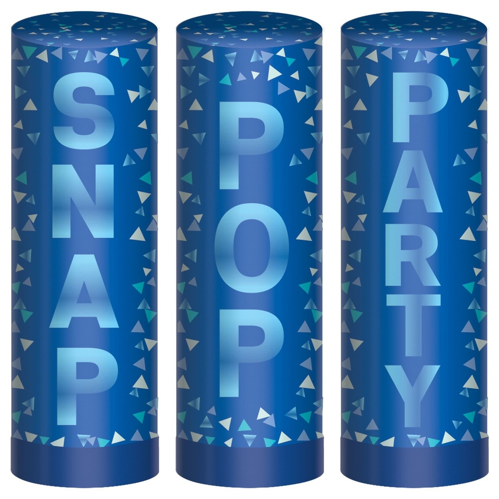 Blue  Poppers, 4"Confetti Popper Streamer