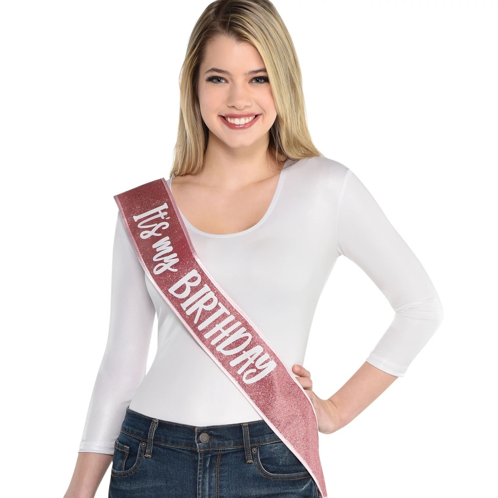 Blush Birthday Deluxe Sash Buttons & Sashes