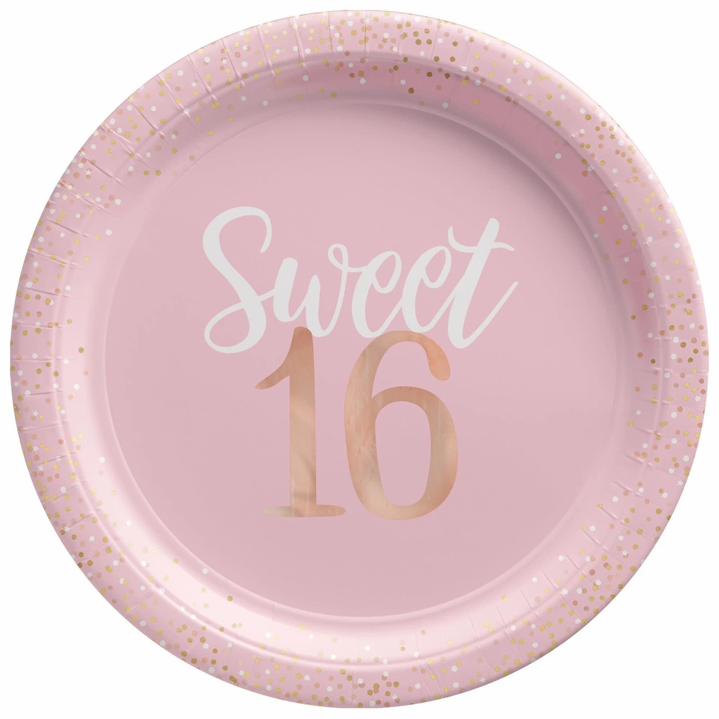 Blush Sixteen Foil Plates,  10 1/2 Inch