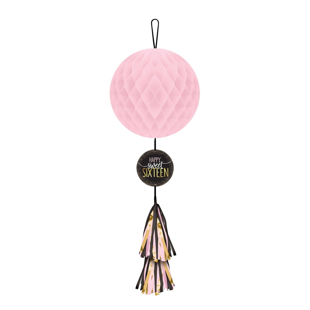 Blush Sixteen Honeycomb Decoration w/ Tassel Tail