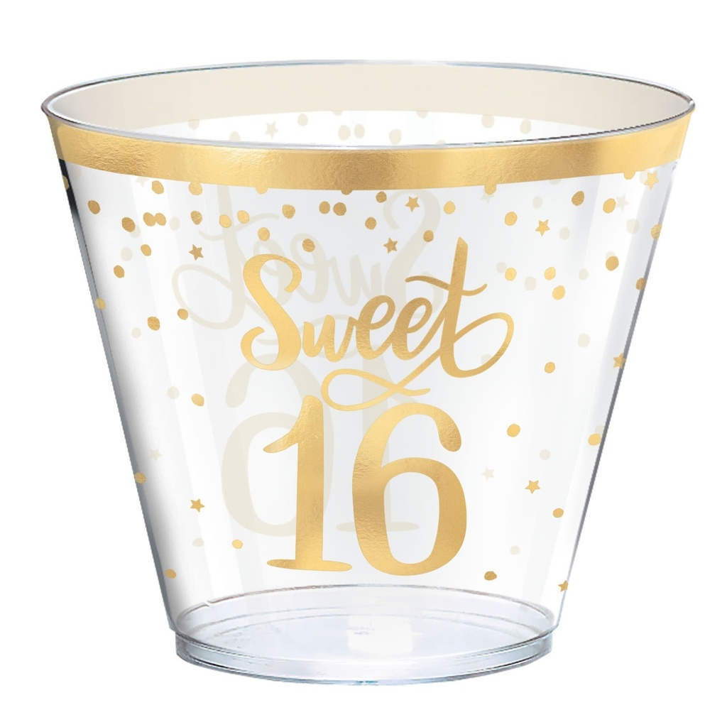 Blush Sixteen Hot-Stamped Plastic Tumblers, 9 oz. Sweet 16