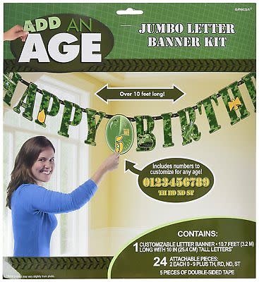 Jumbo Add-An-Age Camo Letter Banner Kit 10.7ft 