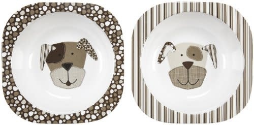 Bowl Set Comic Dog Black & Grey
