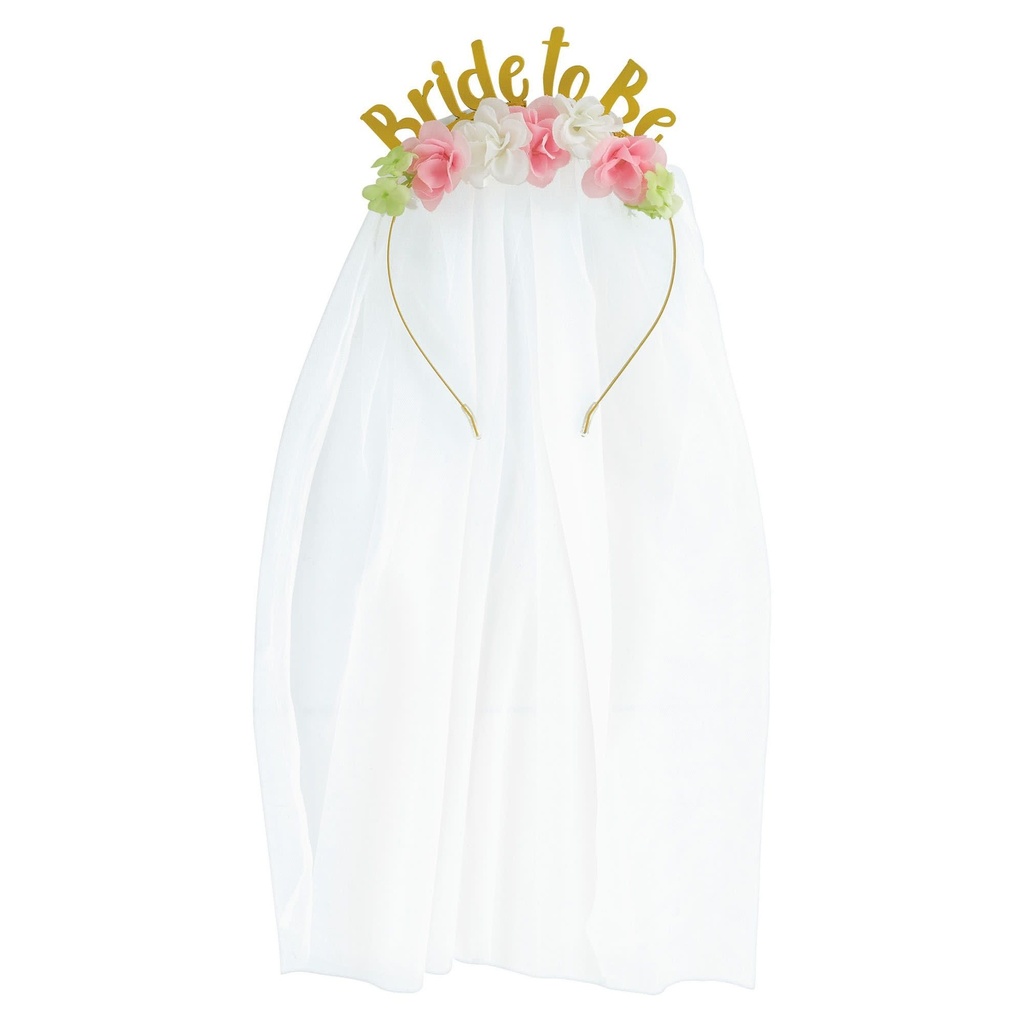 Bride To Be Metal Headband with Veil Bridal & Wedding