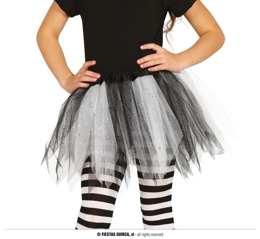 CHILD GLOSSY BLACK/WHITE TUTU 30 CMS