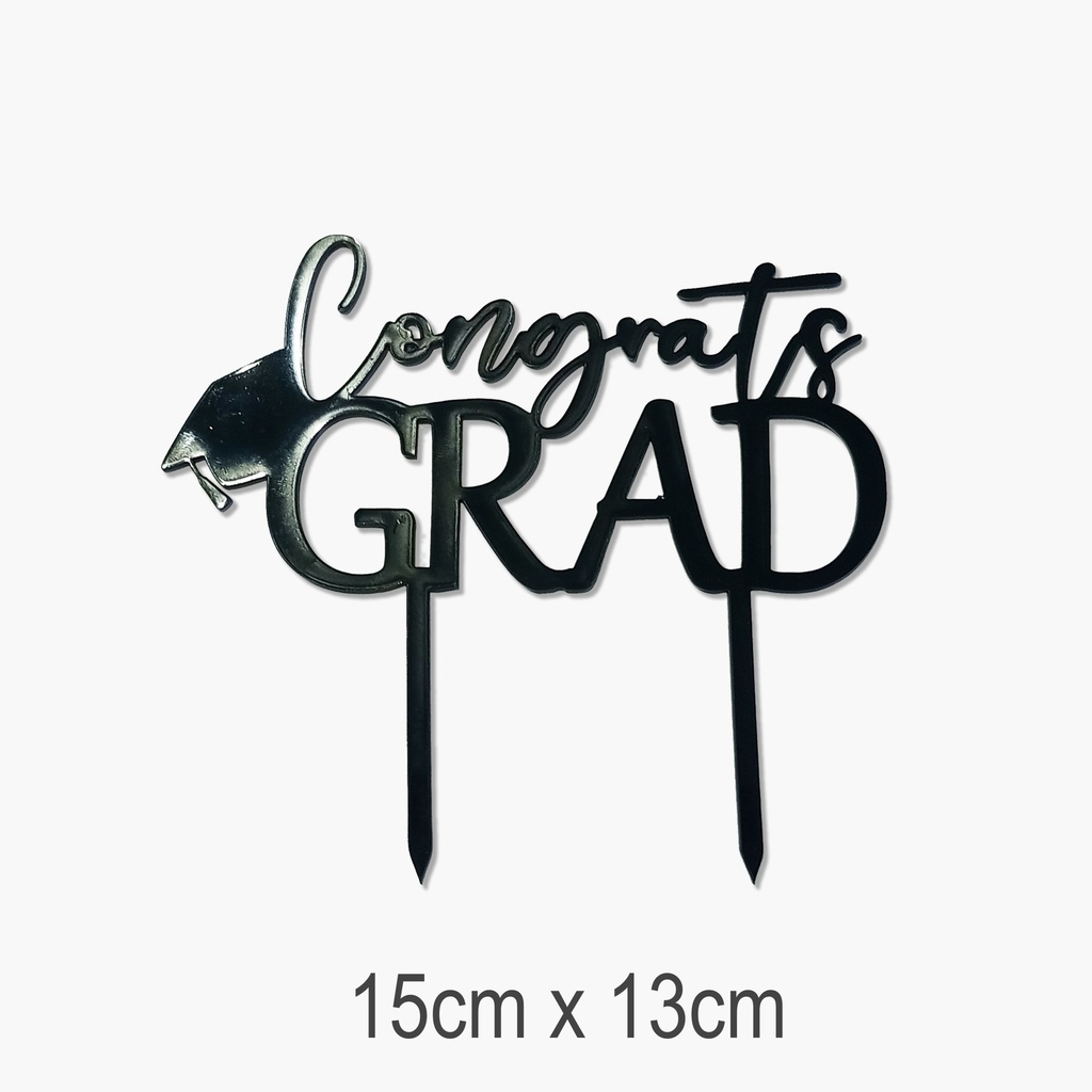 Cake Topper - Congrats Grad Black