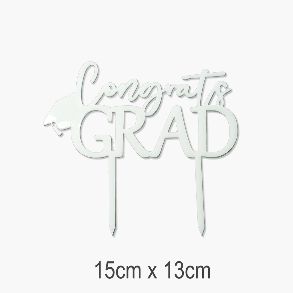 Cake Topper - Congrats Grad White