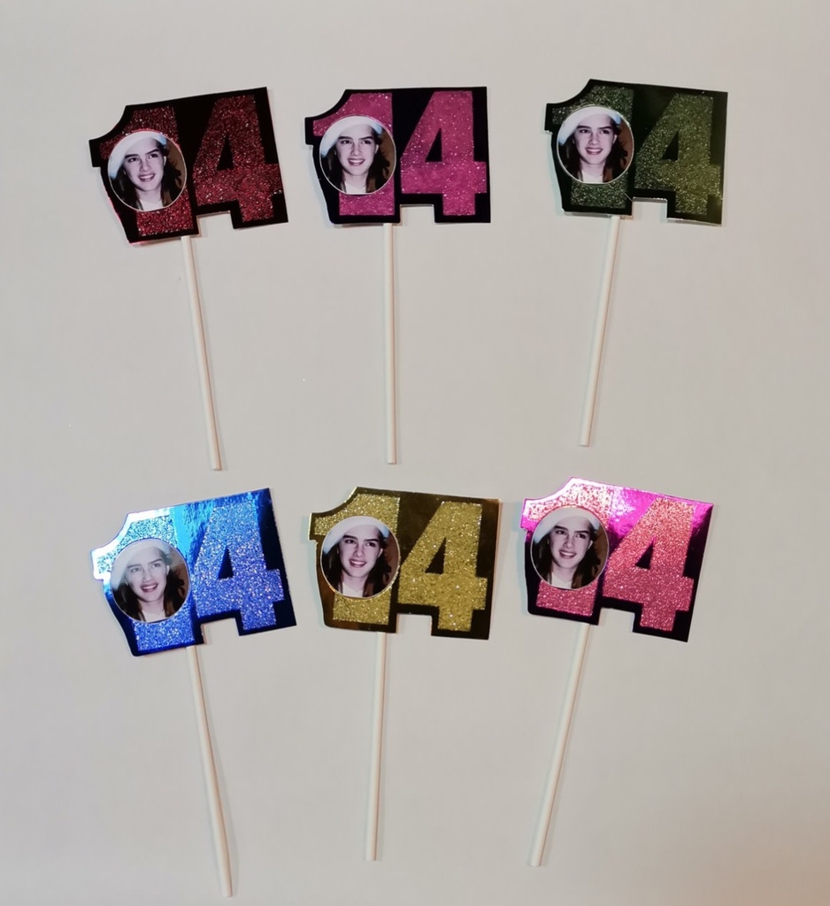 Cake Topper Number 14 Assorted 1/pk