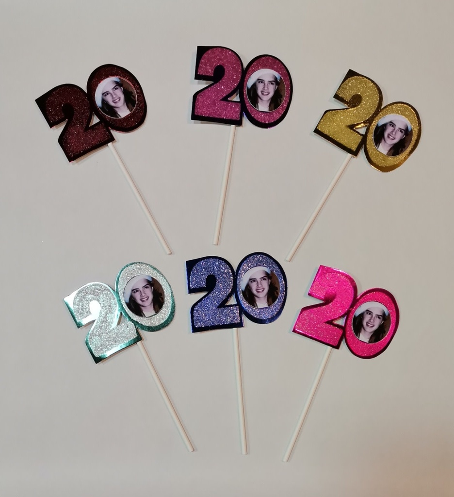 Cake Topper Number 20 Assorted 1/pk