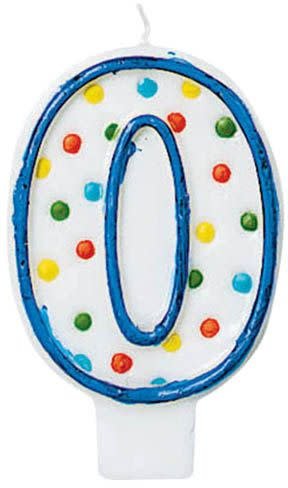 Candle - Polka Dot Number 0 Blue
