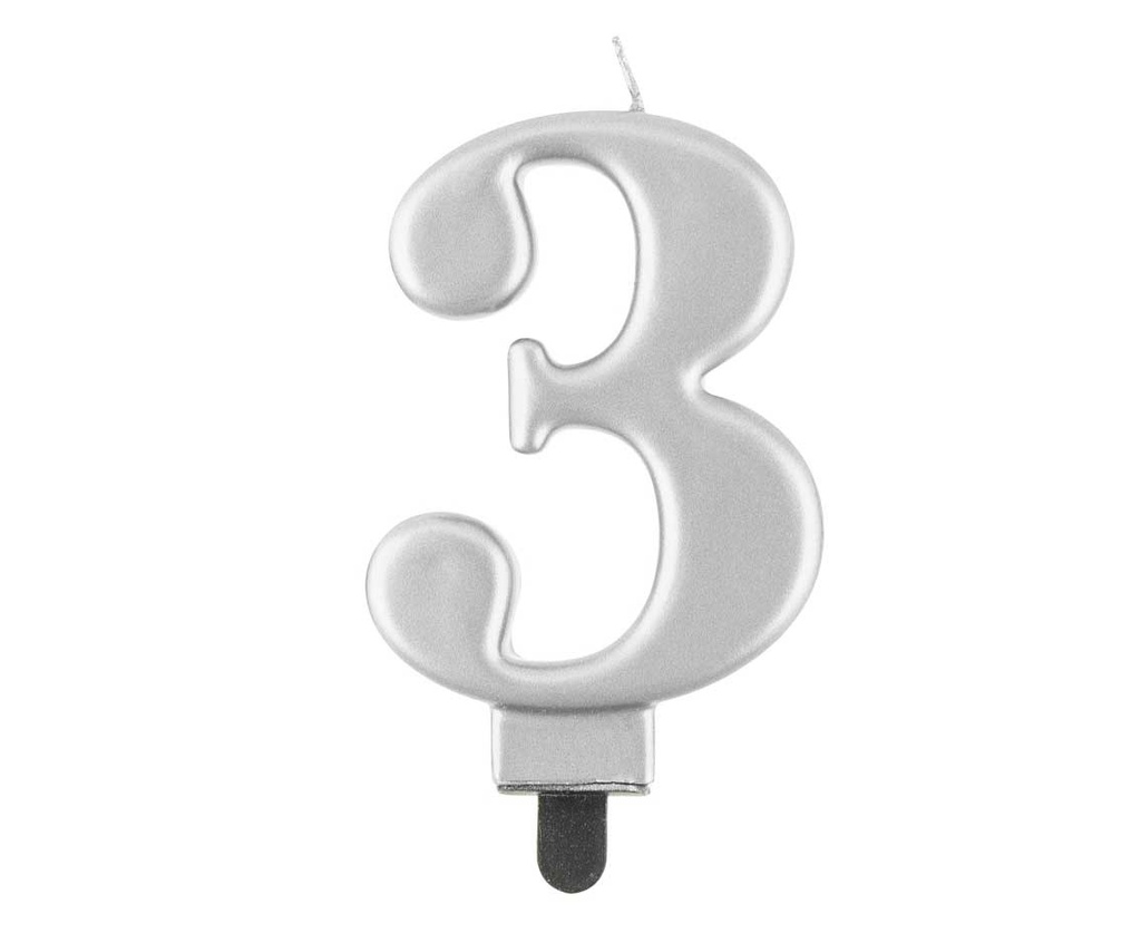 Candle Number 3-Silver