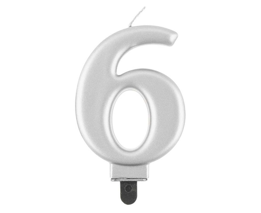 Candle Number 6-Silver