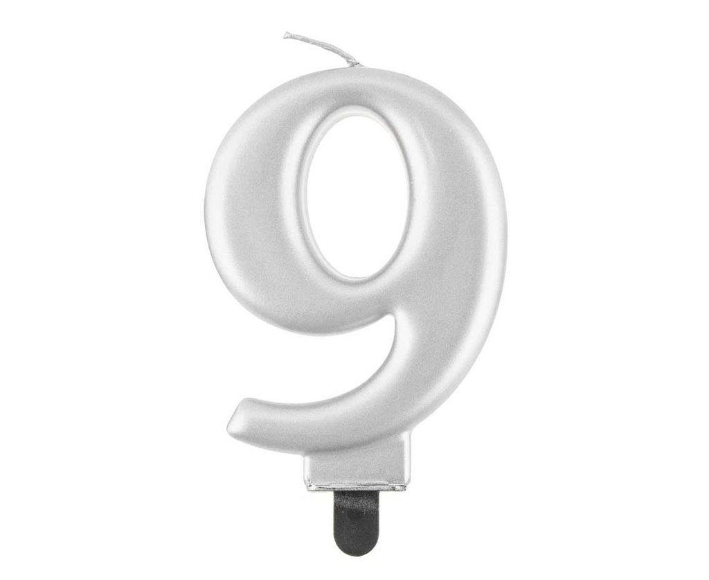 Candle Number 9-Silver