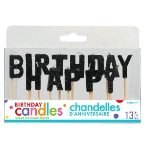 Candles - Happy Birthday Black Picks