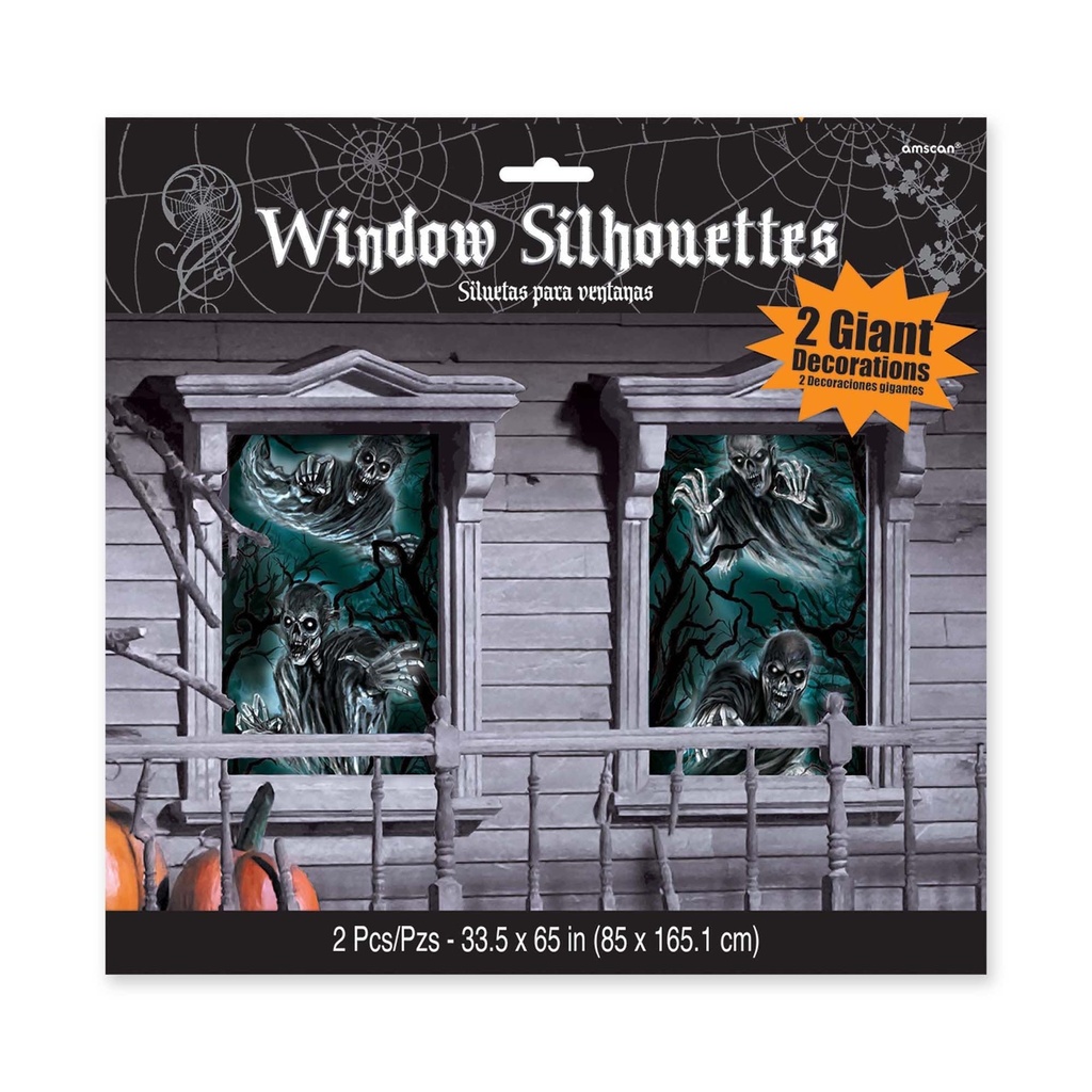 Cemetery Window Silhouettes Halloween