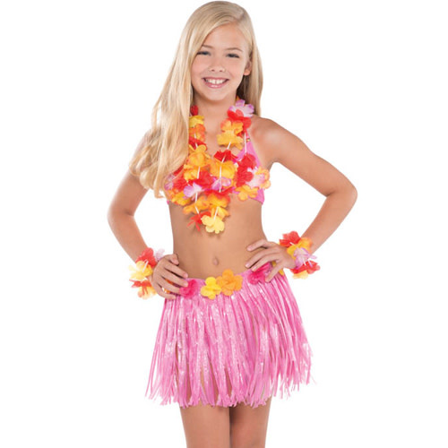 Child Hula Skirt Kit - Warm Hawaiian/Tropical