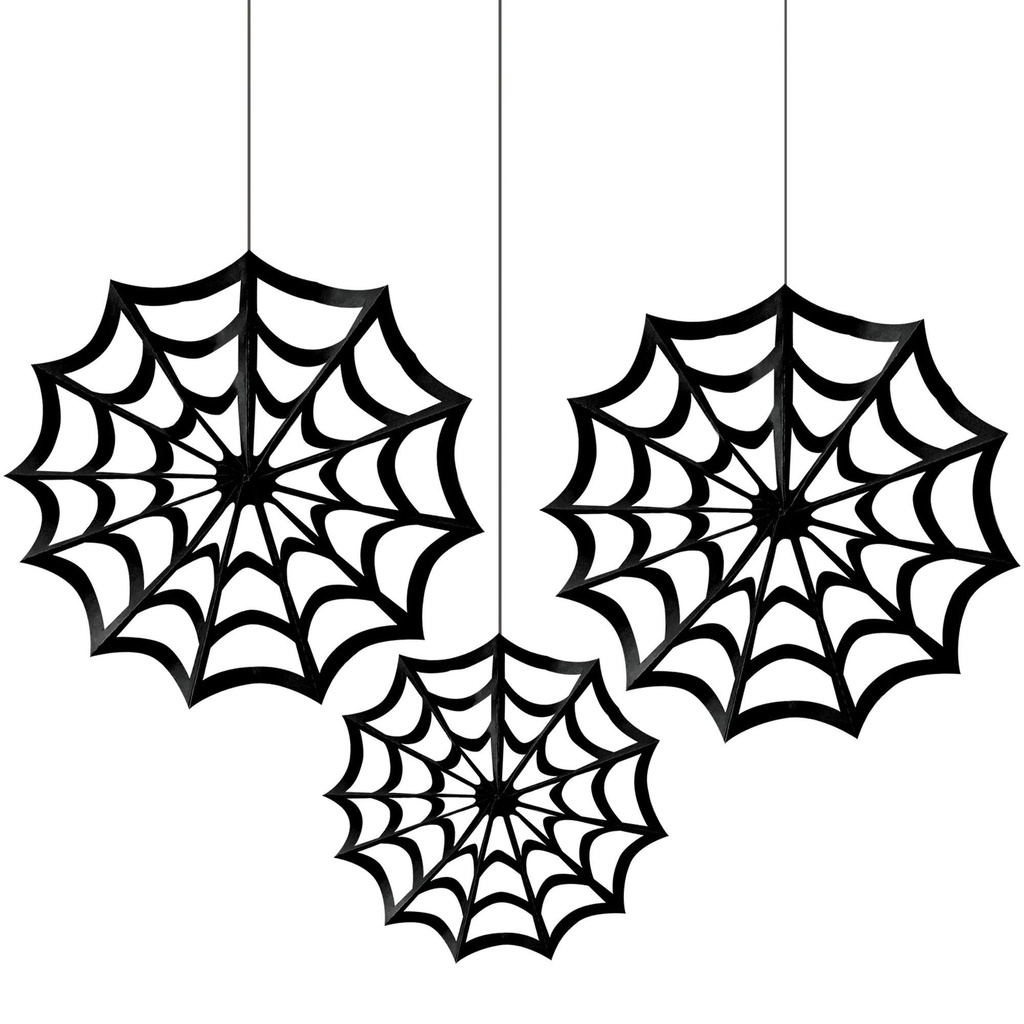 Classic Black & White Spiderweb Fan Decor