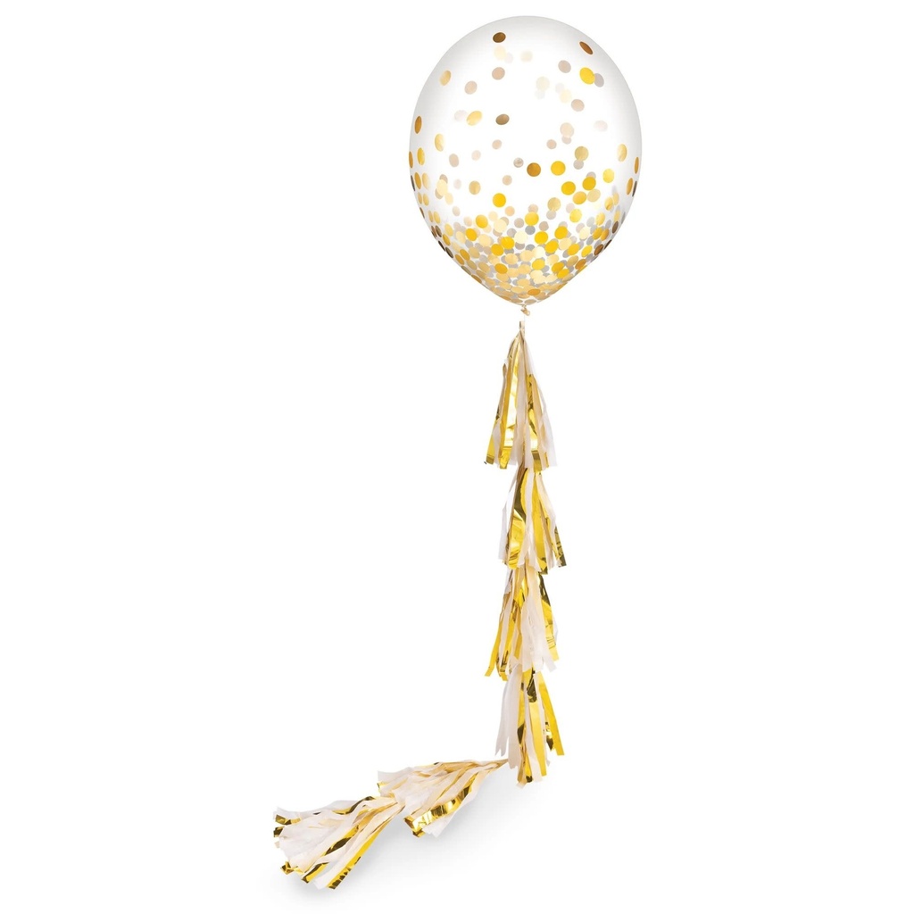 Confetti Balloon w/ Gold Tassel Balloon Tail
