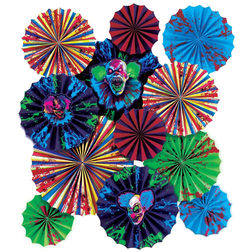 Creepy Carnival Blacklight Paper Fan Decoration Kit