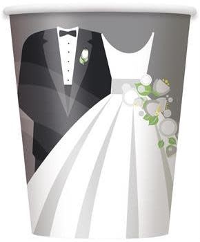 أكواب بنمط زفاف فضي ٩ أونصة