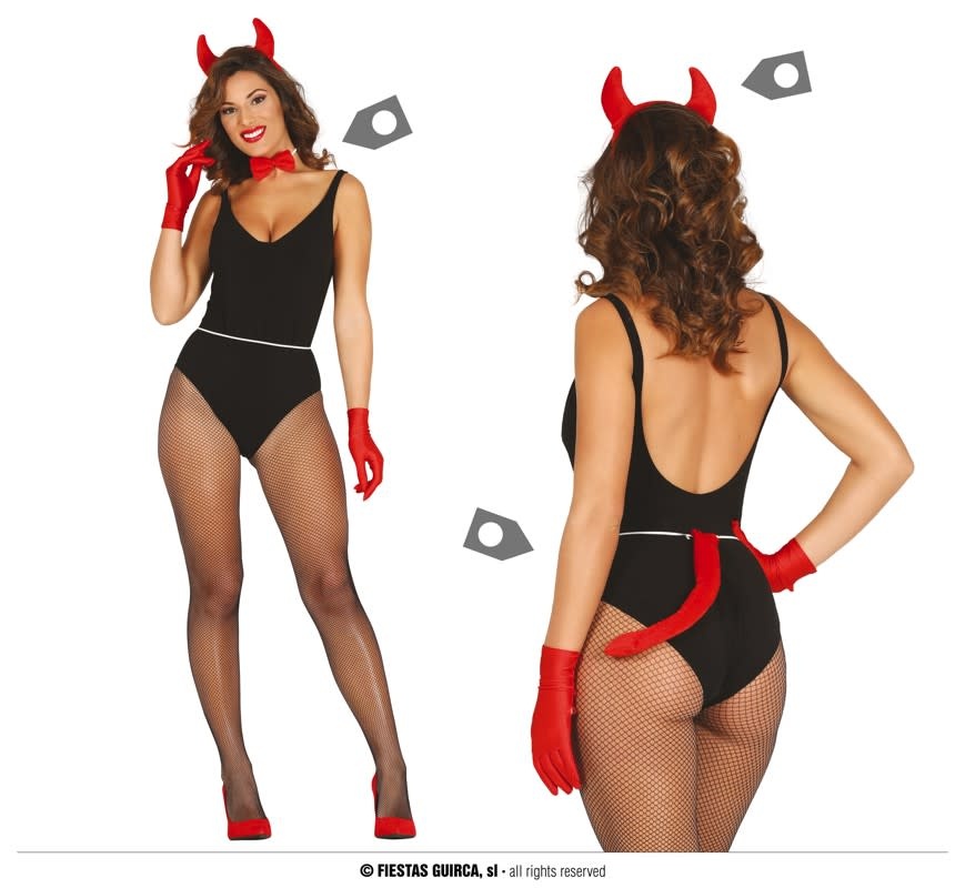 DEMON LADY SET: TIARA, BOW TIE, TAIL