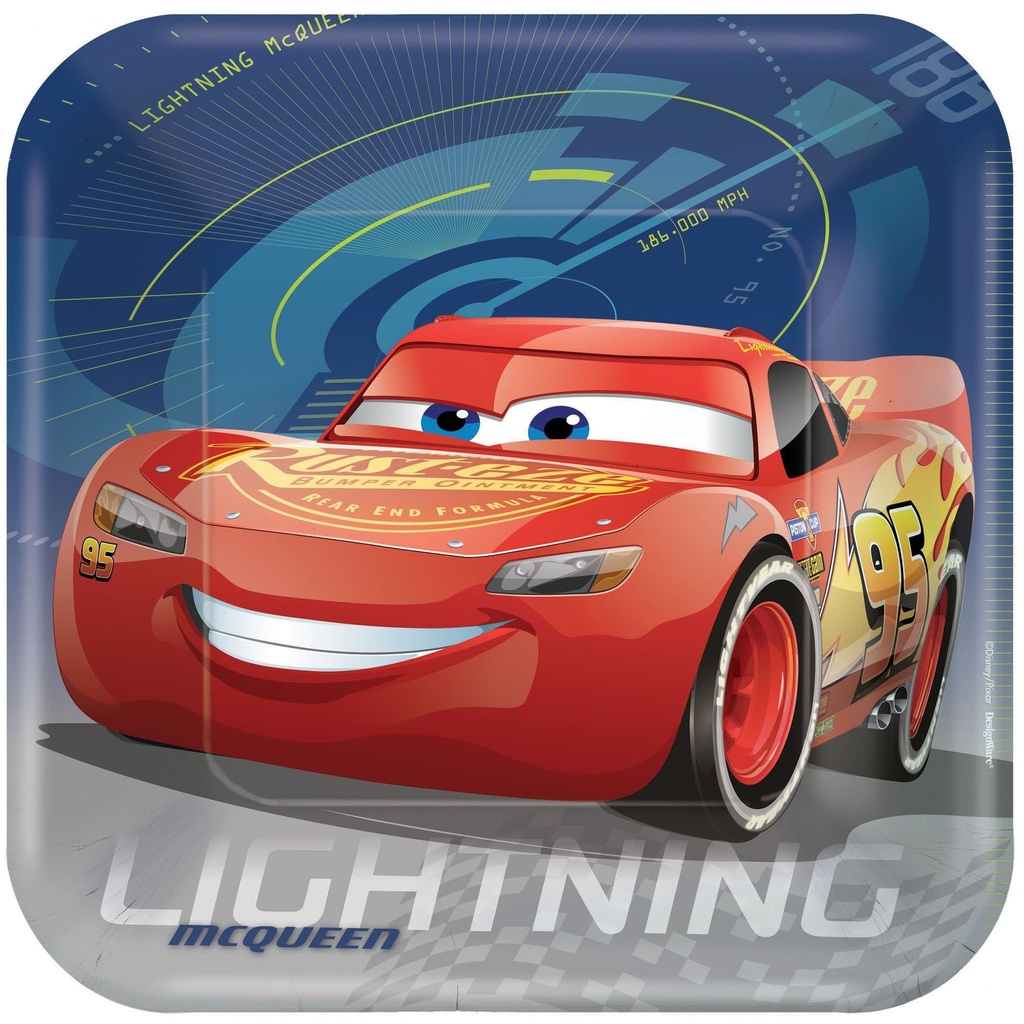 DISNEY CARS 3 Square Plates 9 Inch