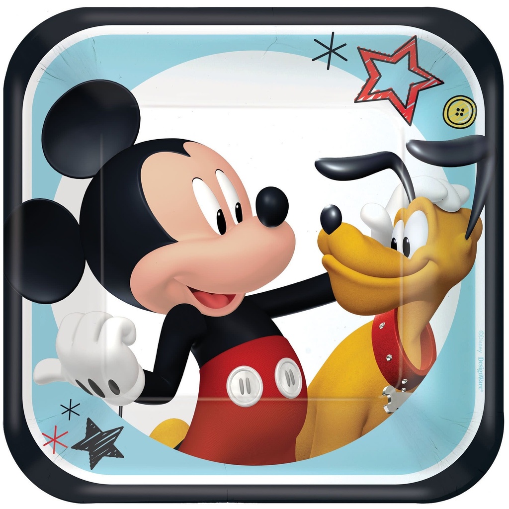 Disney Mickey on the Go Square Plates, 7 Inch 8/pk