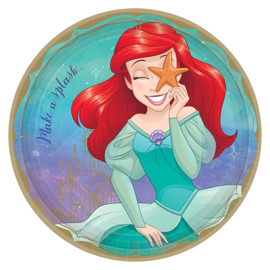 Disney Princess Round Plates, 9 Inch - Ariel