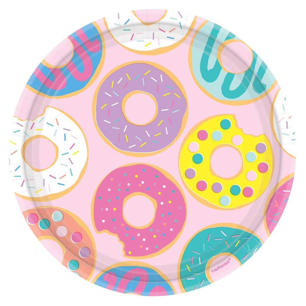 Donut Party Round Plates, 9 Inch
