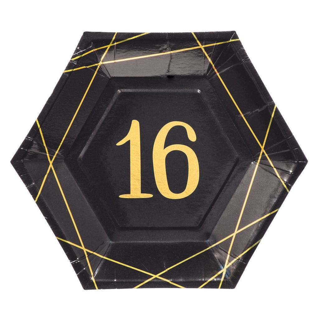 Elegant Sixteen Metallic Octagonal Plates, 7 Inch