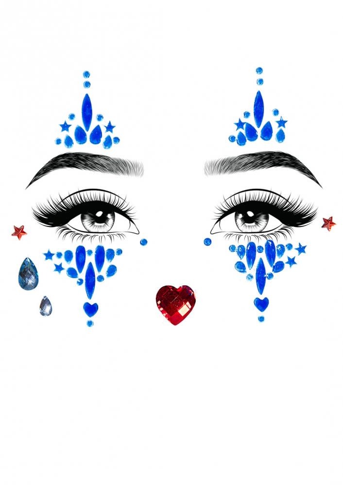 Face Jewels-Harlequin Adhesive Blue