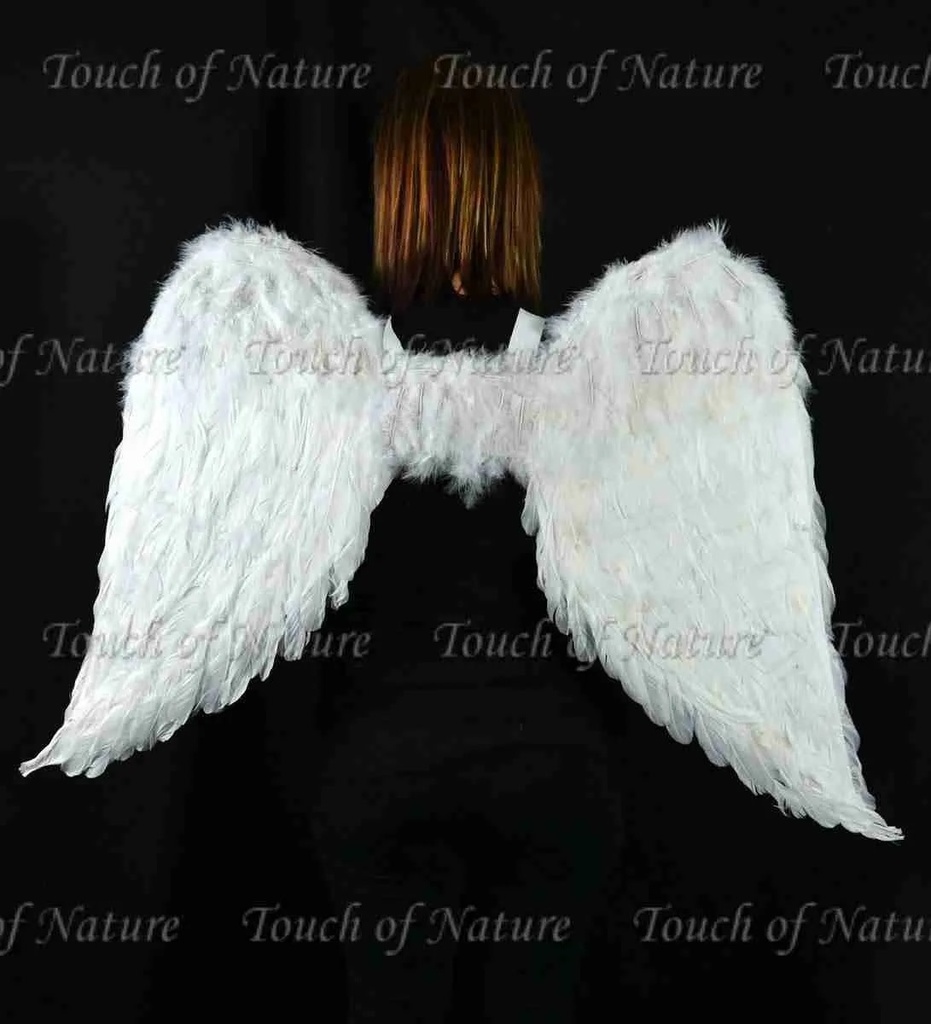 Feather Angel Wings 43x27" White w/Elastic Straps 1pc *Halo Included*