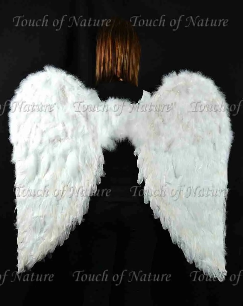 Feather Angel Wings 52x36" White w/Elastic Straps 1pc *Halo Included*