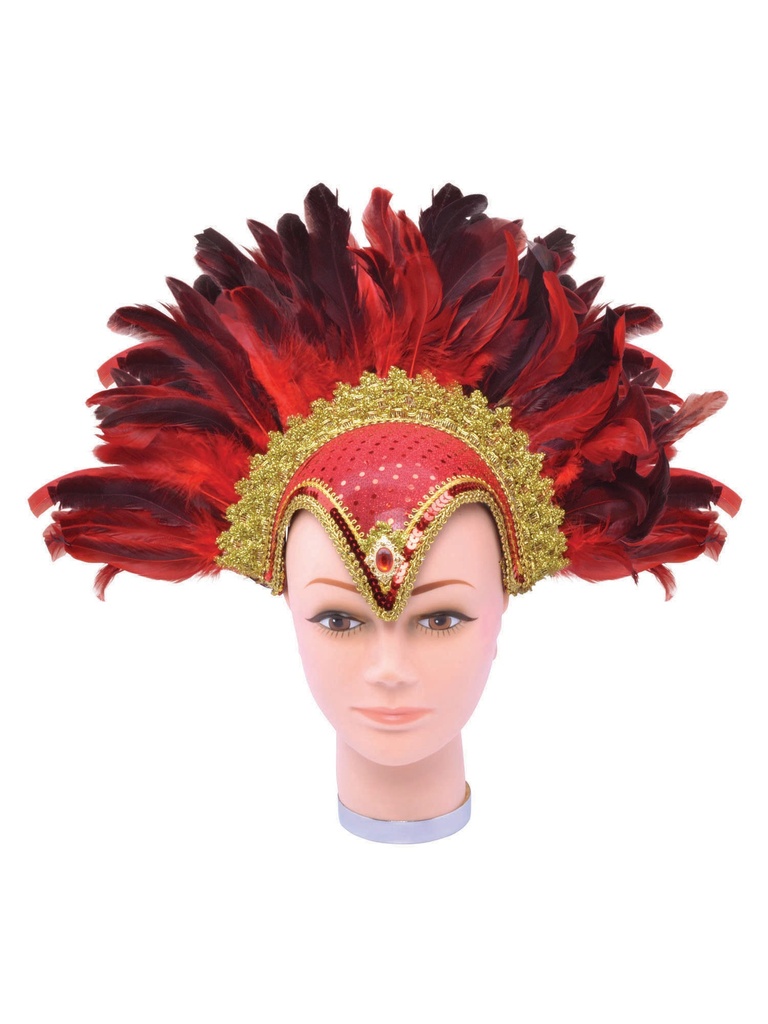 Feather Helmet Red Jewel & Plume
