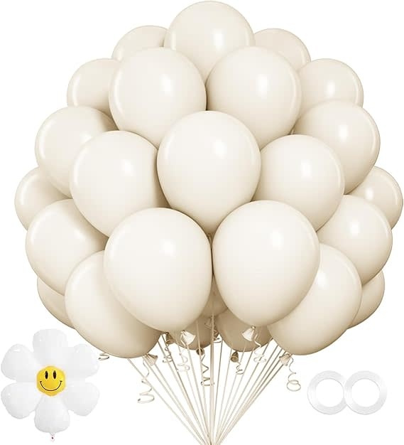Feng Che 12 Inch Latex Balloons 100ct-White Sand