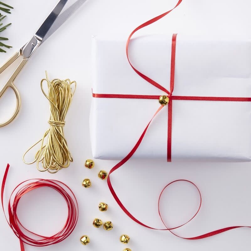 Festive Wrap Kit Including Bells - Red & Gold Christmas