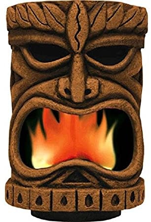 Flaming Tiki Head  (9 x 8.4 x 13.2) Inches
