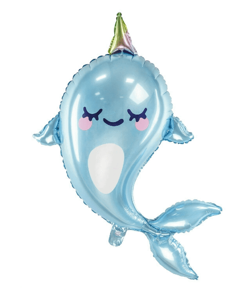 Foil Balloon - Narwhal - Blue