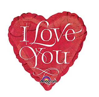 Foil Balloon 18In - I Love You Calligraphy Valentine