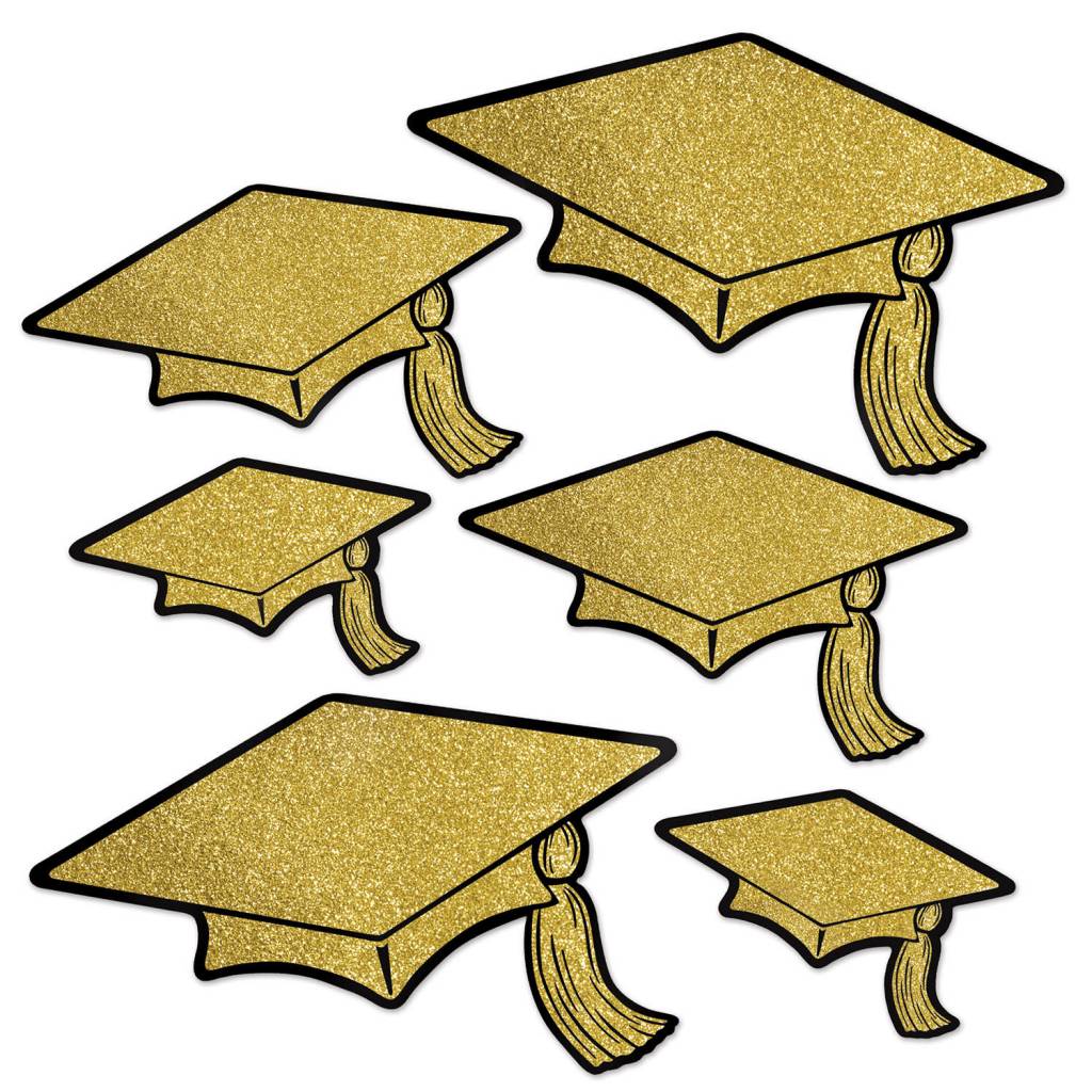 Foil Cutouts- Glittered Grad Cap Graduation
