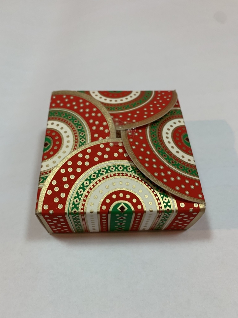 Folding Gift Pouch (7.5x7.5x3) cm-Red & Gold
