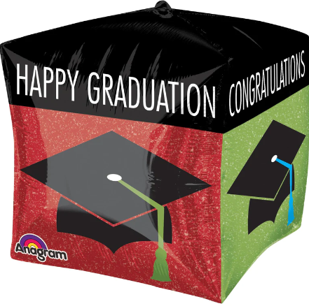 Happy Graduation Cap Cubez Foil Balloon 15Inchch Graduation