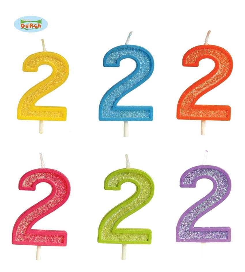 GLITTER CANDLE NO. 2, 4 CM 6 ASSORTED CO